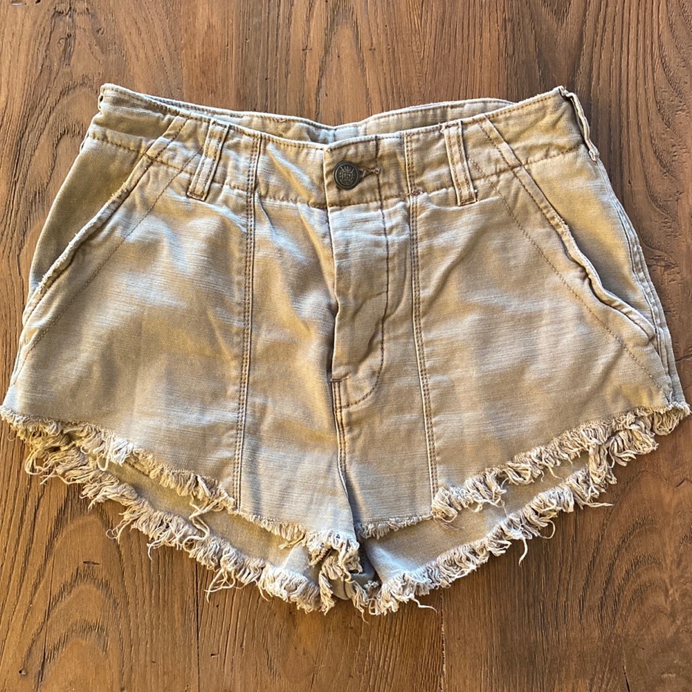 Free People Distressed Khaki Shorts